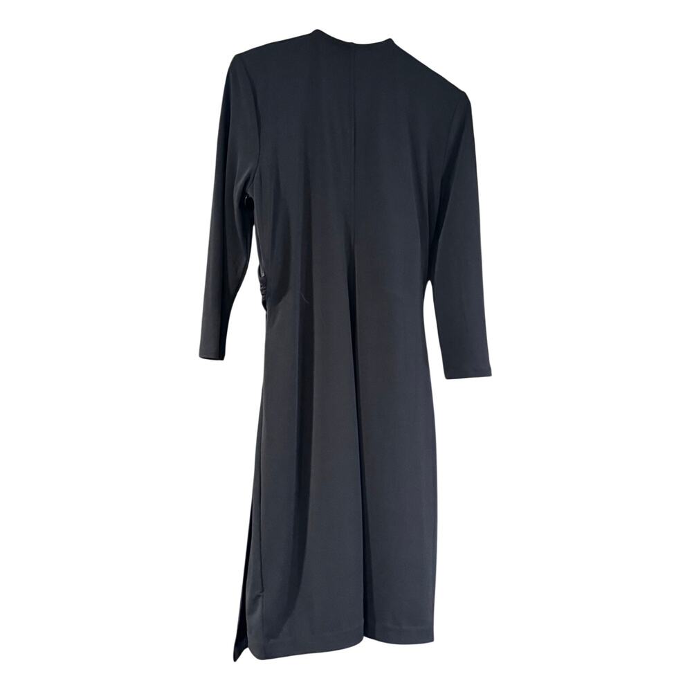 NWT Lark & Ro Crepe Knit Faux Wrap black classic LBD size 10 little black dress - Picture 3 of 10